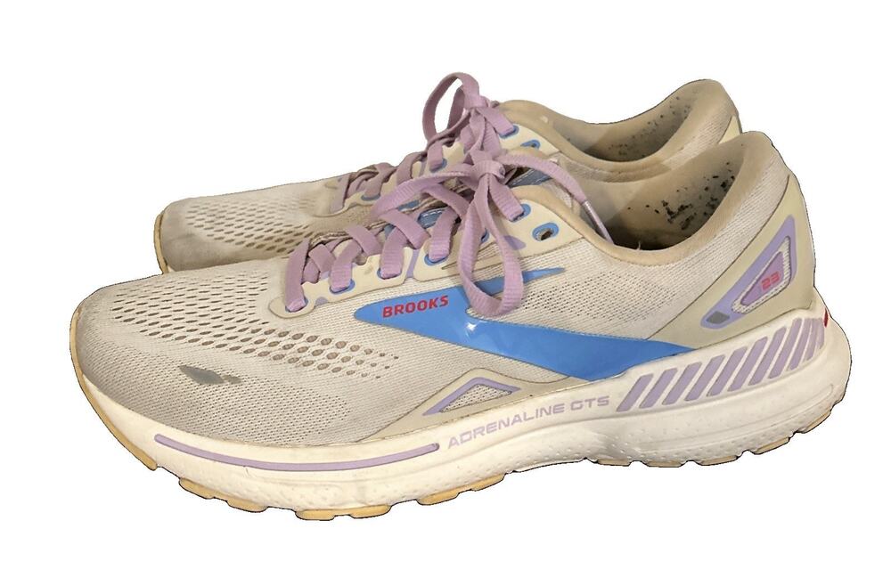 Brooks Adrelanline GTS 23 Running Shoes Women's Sz 9.5 Beige Blue Pink EUC